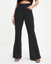 Lana Pocketed Side Slit Pants - Black